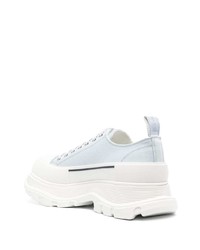 hellblaue Segeltuch niedrige Sneakers von Alexander McQueen