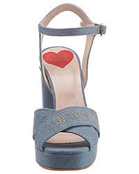 hellblaue Segeltuch Sandaletten von Love Moschino