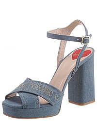 hellblaue Segeltuch Sandaletten von Love Moschino