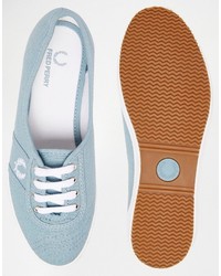 hellblaue Segeltuch Turnschuhe von Fred Perry