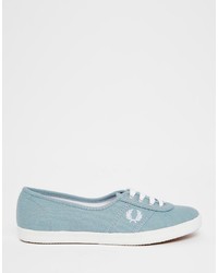 hellblaue Segeltuch Turnschuhe von Fred Perry