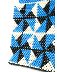 hellblaue Shopper Tasche aus Leder mit geometrischem Muster von Delduca