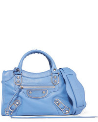 hellblaue Shopper Tasche aus Leder mit Reliefmuster von Balenciaga
