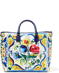 hellblaue Shopper Tasche aus Leder mit Reliefmuster von Dolce & Gabbana