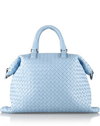 hellblaue Shopper Tasche aus Leder von Bottega Veneta