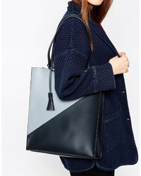 hellblaue Shopper Tasche aus Leder von Asos