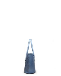 hellblaue Shopper Tasche aus Leder von COLLEZIONE ALESSANDRO