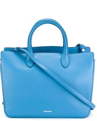 hellblaue Shopper Tasche aus Leder von Jil Sander