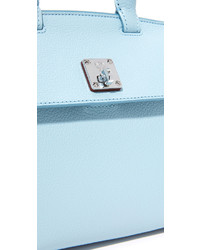 hellblaue Shopper Tasche aus Leder von MCM