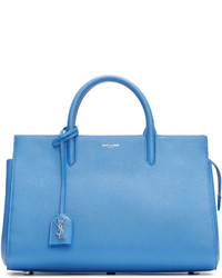 hellblaue Shopper Tasche aus Leder von Saint Laurent