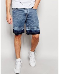 hellblaue Shorts mit Acid-Waschung