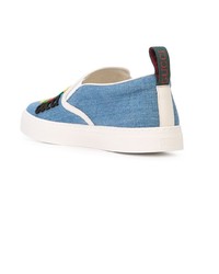 hellblaue Slip-On Sneakers aus Jeans von Gucci