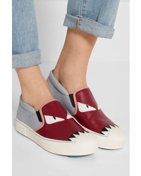 hellblaue Slip-On Sneakers aus Leder von Fendi