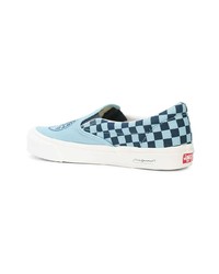 hellblaue Slip-On Sneakers aus Segeltuch mit Karomuster von Vans