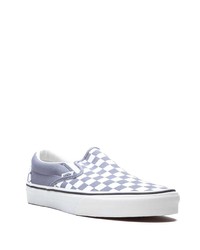 hellblaue Slip-On Sneakers aus Segeltuch mit Karomuster von Vans