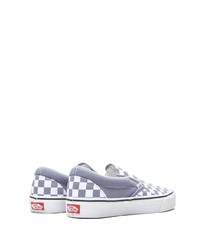 hellblaue Slip-On Sneakers aus Segeltuch mit Karomuster von Vans