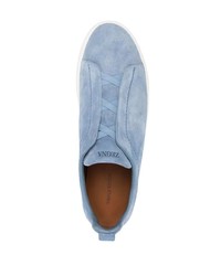 hellblaue Slip-On Sneakers aus Wildleder von Ermenegildo Zegna