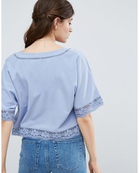 hellblaue Spitze Bluse von Asos