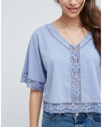 hellblaue Spitze Bluse von Asos