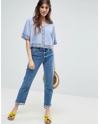 hellblaue Spitze Bluse von Asos