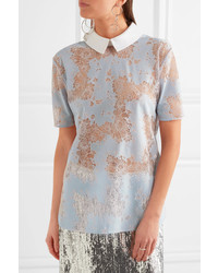 hellblaue Spitze Bluse von Carven