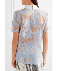 hellblaue Spitze Bluse von Carven