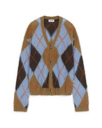 hellblaue Strickjacke mit Argyle-Muster