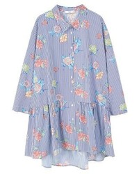 hellblaue Tunika mit Blumenmuster von Mango