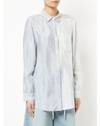 hellblaue vertikal gestreifte Bluse mit Knöpfen von T by Alexander Wang