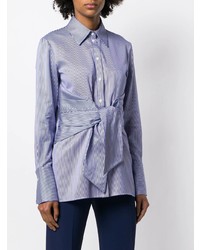 hellblaue vertikal gestreifte Bluse mit Knöpfen von Victoria Victoria Beckham
