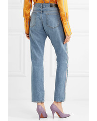 hellblaue vertikal gestreifte Jeans von Victoria Victoria Beckham
