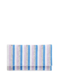 hellblaue vertikal gestreifte Leder Clutch