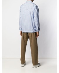 hellblaue vertikal gestreifte Shirtjacke von Comme Des Garcons SHIRT