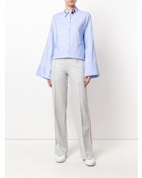 hellblaue verzierte Bluse mit Knöpfen von Dondup