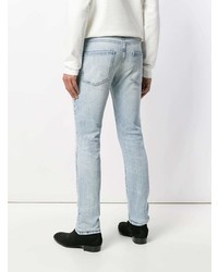 hellblaue verzierte enge Jeans von Pierre Balmain