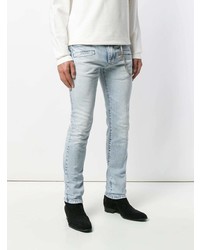 hellblaue verzierte enge Jeans von Pierre Balmain