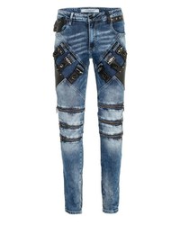 hellblaue verzierte enge Jeans von Cipo & Baxx