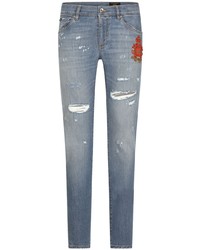 hellblaue verzierte enge Jeans von Dolce & Gabbana