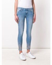 hellblaue verzierte enge Jeans von 7 For All Mankind