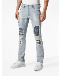 hellblaue verzierte enge Jeans von Philipp Plein