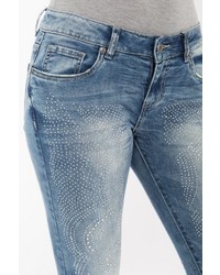 hellblaue verzierte Jeans von BLUE MONKEY