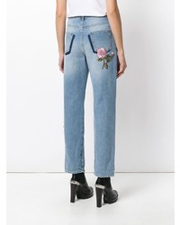hellblaue verzierte Jeans von Alexander McQueen