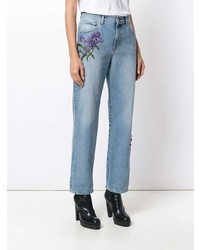 hellblaue verzierte Jeans von Alexander McQueen