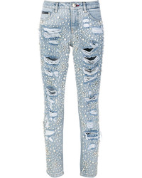 hellblaue verzierte Jeans von Philipp Plein