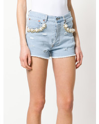 hellblaue verzierte Jeansshorts von Forte Dei Marmi Couture