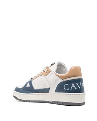 hellblaue verzierte Leder niedrige Sneakers von Roberto Cavalli