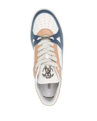 hellblaue verzierte Leder niedrige Sneakers von Roberto Cavalli