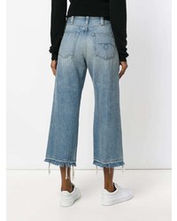 hellblaue weite Hose aus Jeans mit Destroyed-Effekten von R13