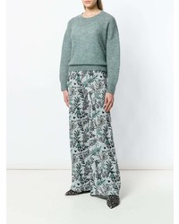 hellblaue weite Hose mit Blumenmuster von M Missoni