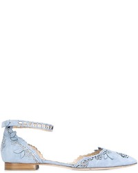 hellblaue Wildleder Ballerinas von Marchesa